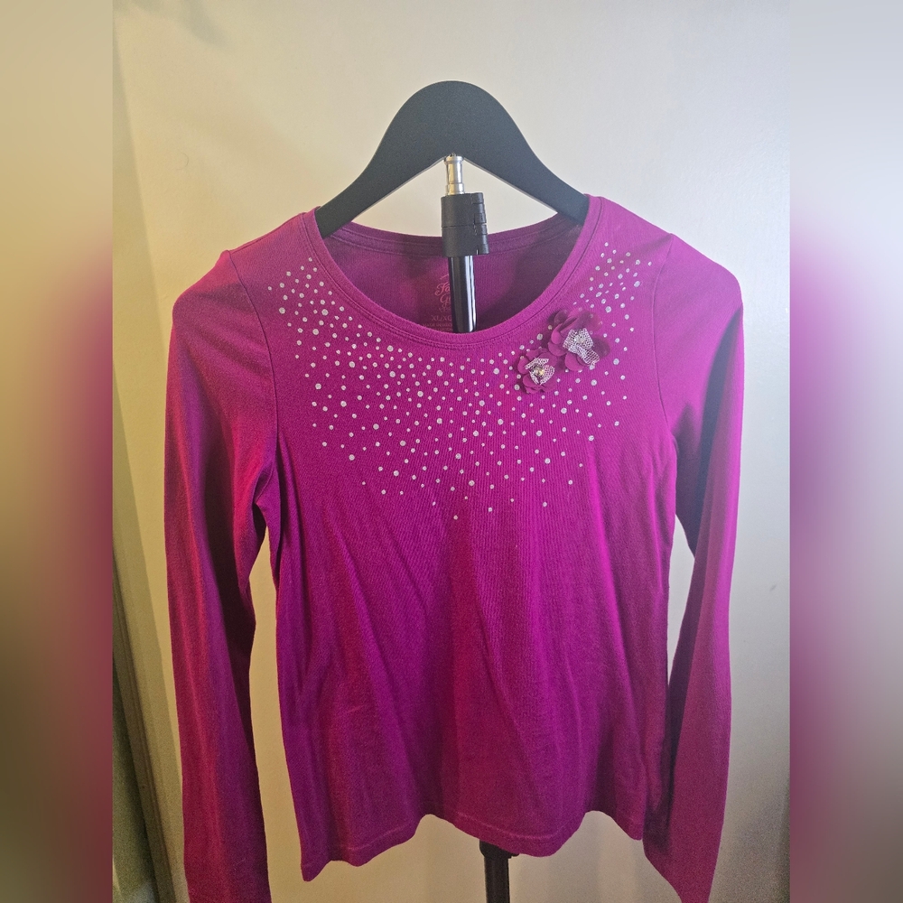 Faded Glory Magenta Long Sleeve Kids Tee